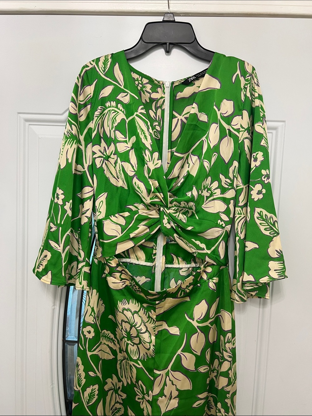 Zara Green Floral Twist-Front Womens jumpsuit
